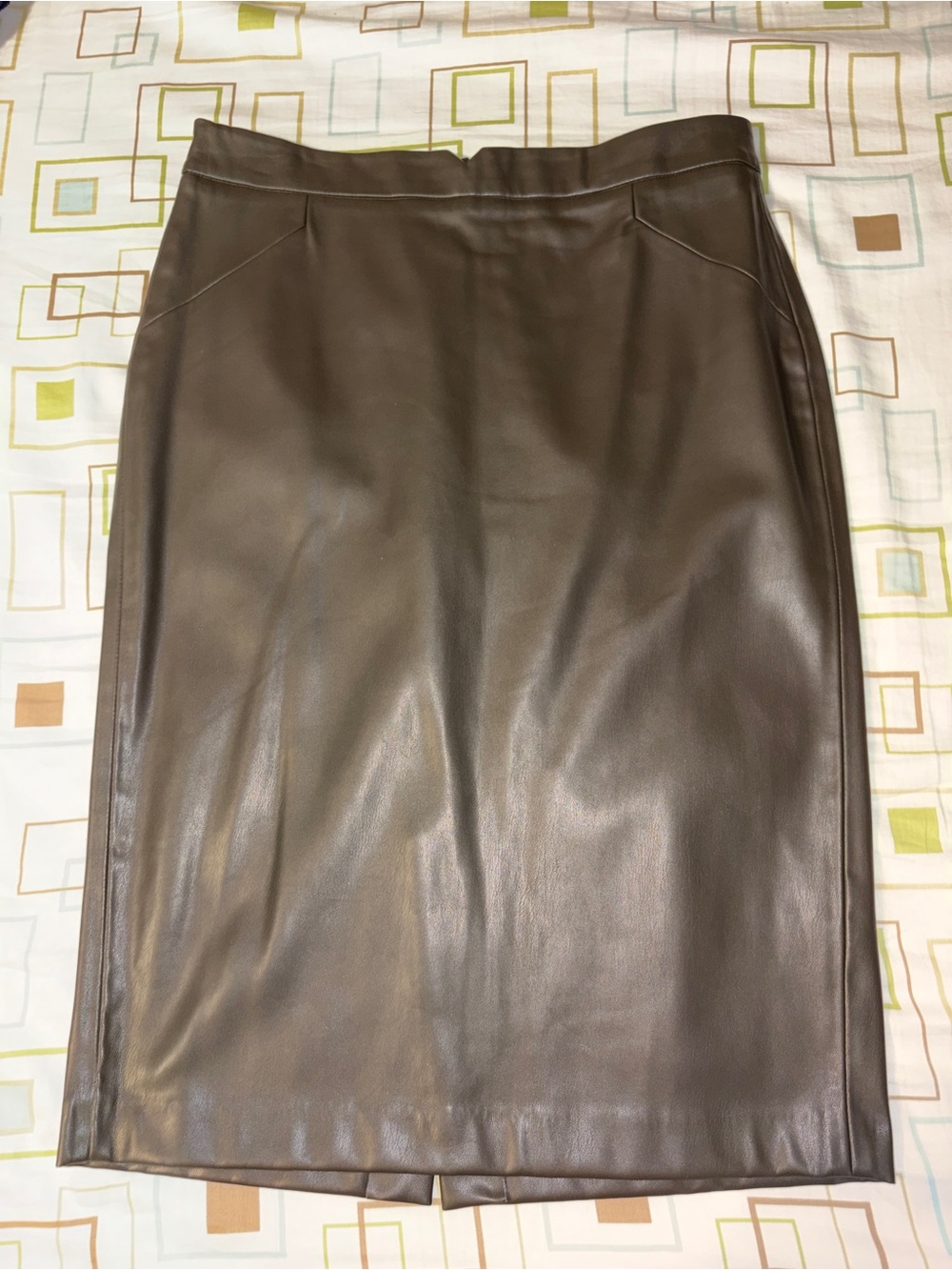 Brown Faux Leather Pencil Skirt - Women